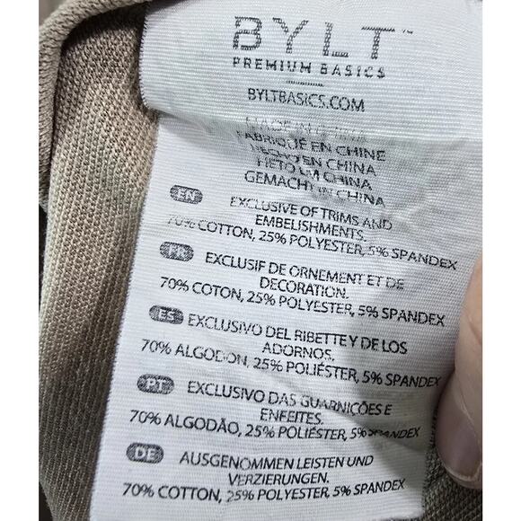 Bylt T Shirt Mens Large Brown Long Sleeve Drop Cut LS Blend Longline Tee Lux - Picture 8 of 10